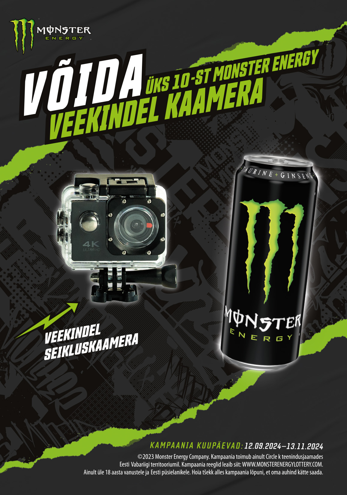 Võida üks 10-st Monster Energy veekindel kaamera!