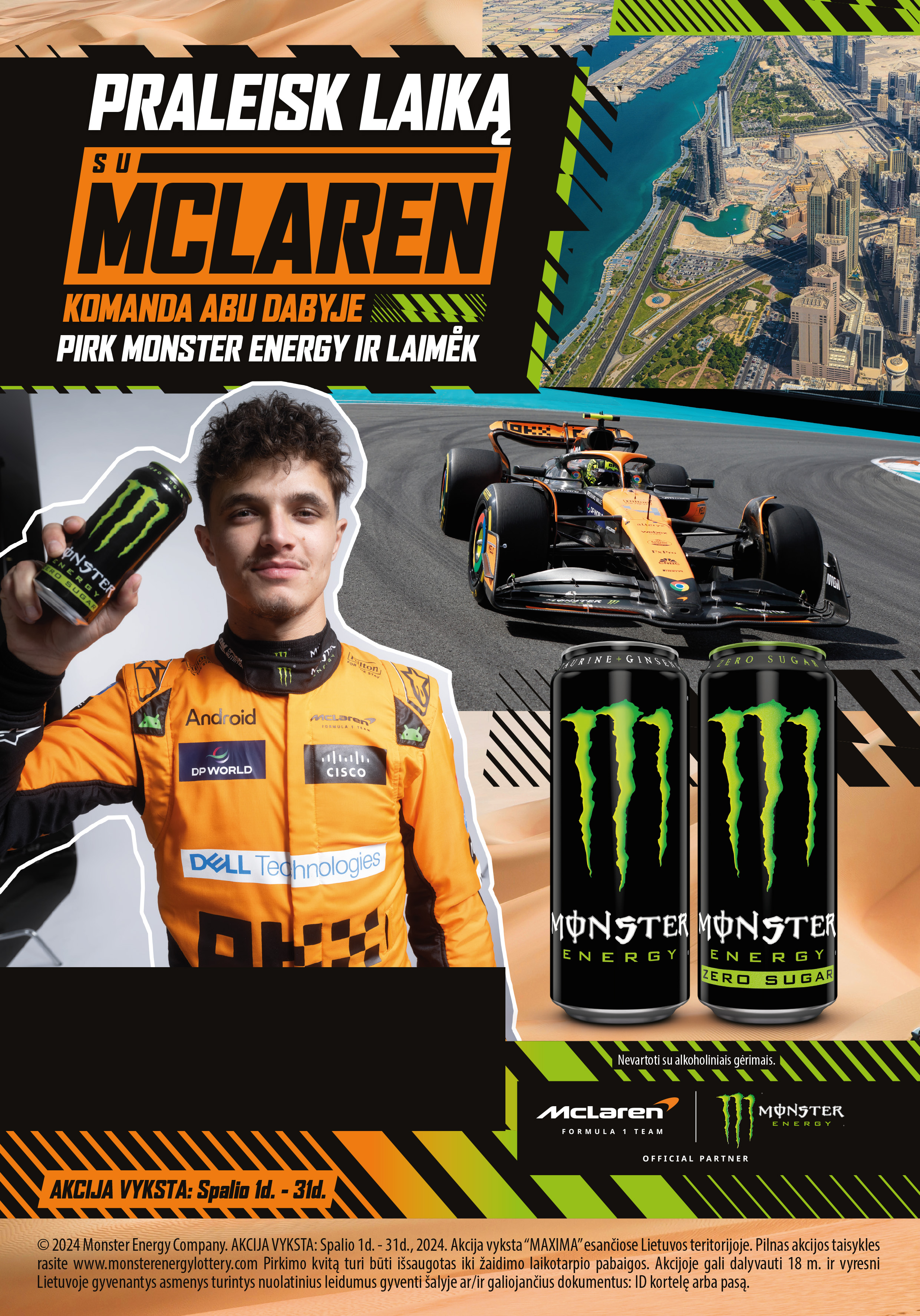 Praleisą laik su McLaren komanda Abu Dabyje pirk Monster Energy ir laimėk!