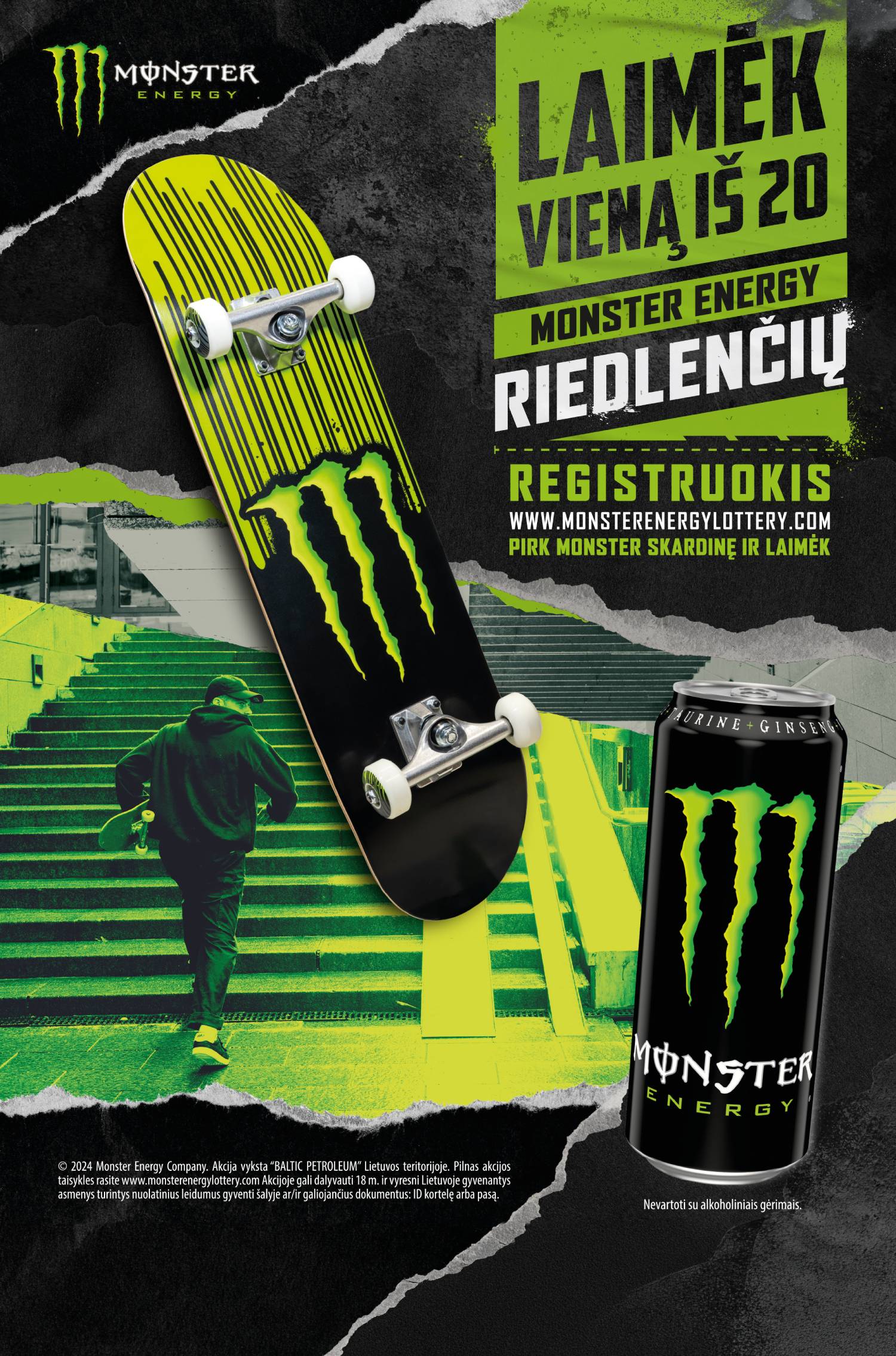 Laimėk vieną iš 20 išskirtinių riedlenčių su Monster Energy!